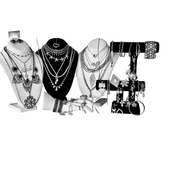 Rhinestone Silver Tone 53 Pieces Vtge to Now Necklaces Bracelets Earrings Broch - Picture 2 of 16